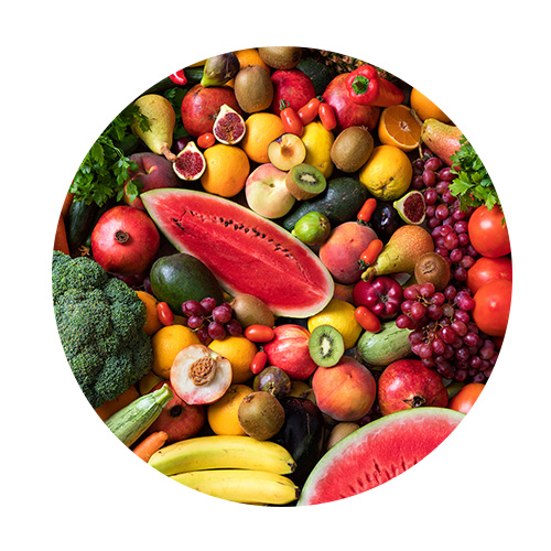 Etal de fruits et légumes variés alimentation équilibrée - Aprifel