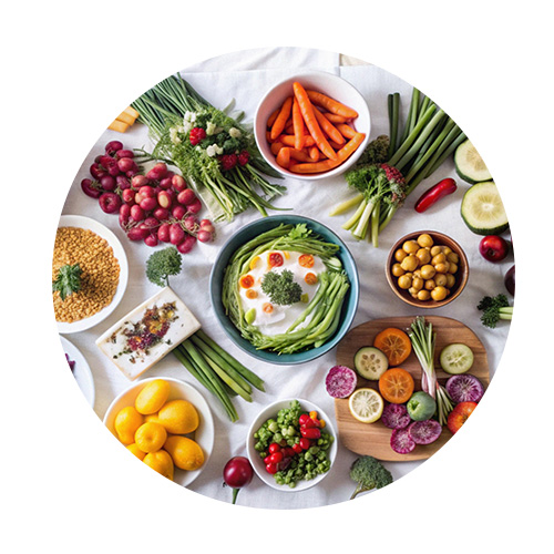 fruits et légumes de couleurs variées sur un fond blanc alimentation saine - Aprifel